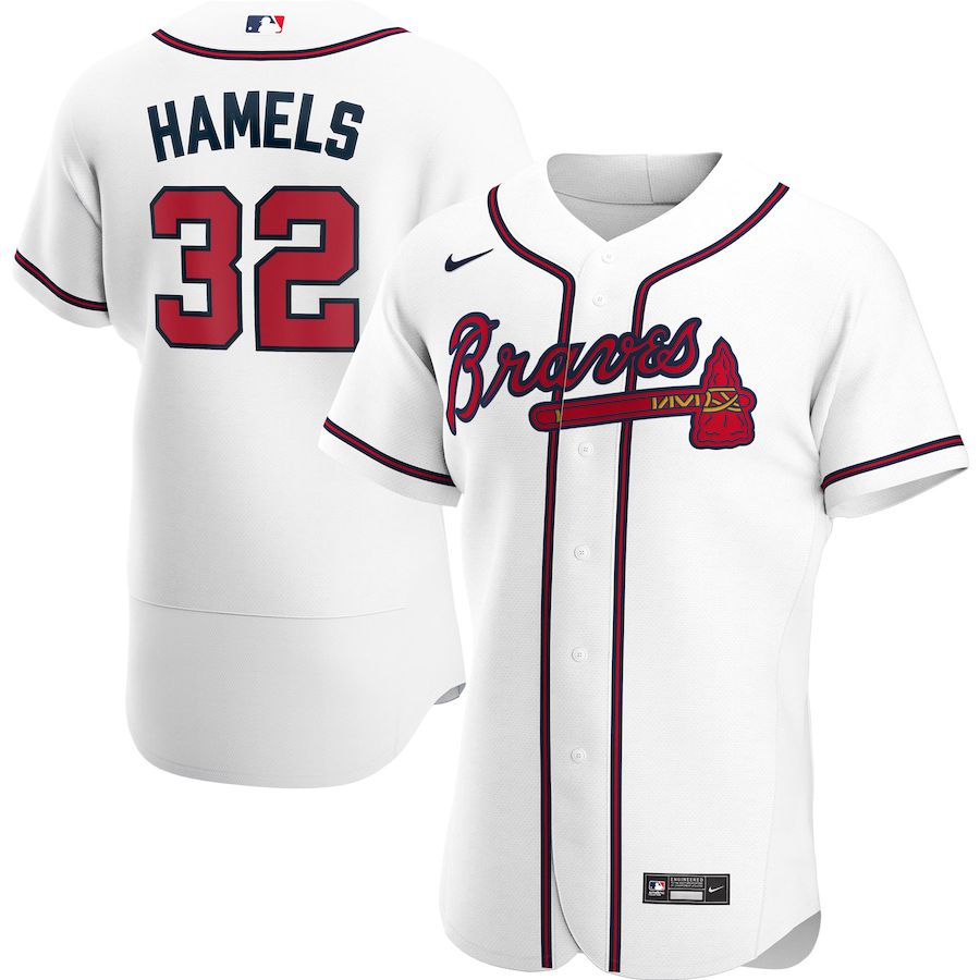 Mens Atlanta Braves 32 Cole Hamels Nike White Home Authentic Player MLB Jerseys